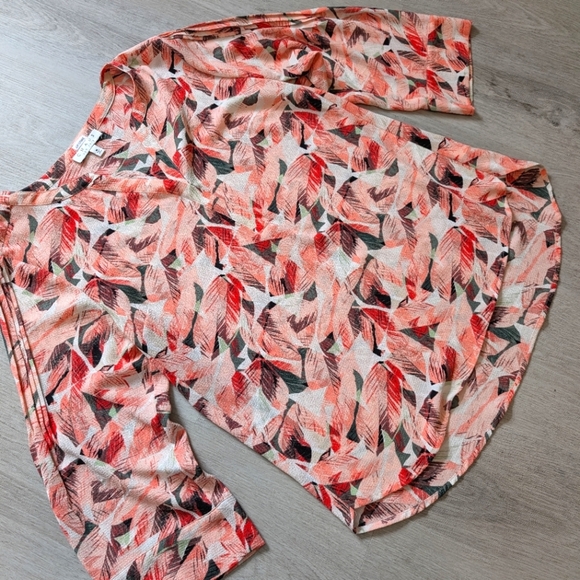 Chaus New York Leaf Patterned Blouse with 3/4 Sleeves Size M - Picture 1 of 7